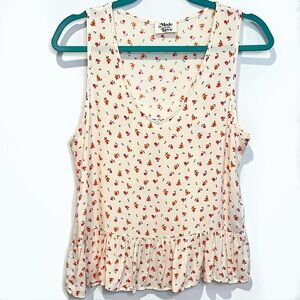 Boutique Cream Tank Top with Vibrant Floral Designs by Made with Love Size Small